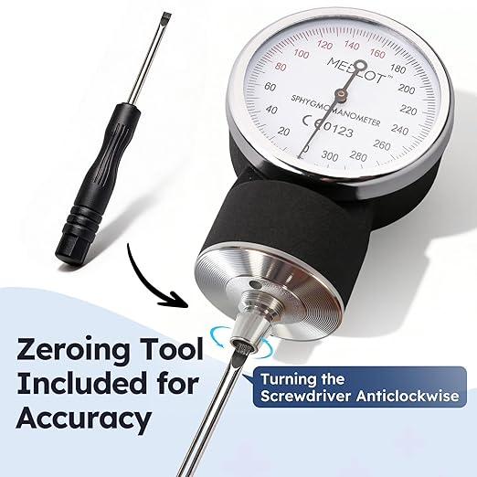 LotFancy Blood Pressure Cuff and Stethoscope Kit with D-Ring, Professional BP Cuff Standard Adult 10”-16” for Nursing School, Home, Easy to Use BP Machine with Carrying Case Zero Calibrator, Navy