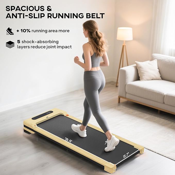 Soozier Walking Pad, 2.5HP Under Desk Treadmill with Remote Control, Transport Wheels and LED Display, Quiet Walking Jogging Machine for Home Gym Office, 264 lbs Capacity, Installation-Free
