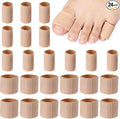 Blulu 24 Pieces Toe Tubes 0.98 Inches Cushion Tube Corn Pads for Toes Sleeves Soft Gel Protectors for Cushions Corns Blisters Calluses 3 Size (Skin Color,Large,Small)