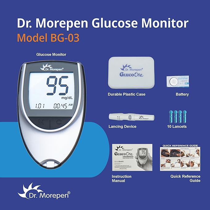 Dr. Morepen BG-03 Gluco One Glucometer, 25 Strips (Multicolor)