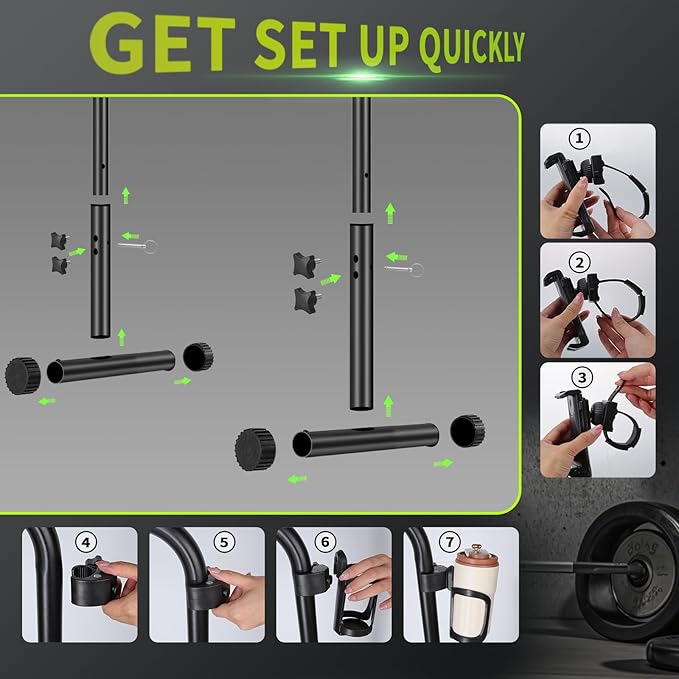 Walking Pad Handle Bar Only, Walking Pad Handle Bar with Phone Holder and Cup Holder, Adjustable Handrail Height from 38.58 to 47.24 Inch, Walking Pad 24.5 Inch Wide, Stable Design, Black