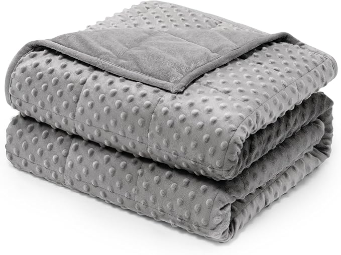 Wemore Minky Dot Weighted Blanket for Adults King Size 15 lbs, Soft Cozy Heavy Blanket for Bed and Couch, Breathable Blanket for All-Season with Glass Beads, Grey 80 x 87 inches