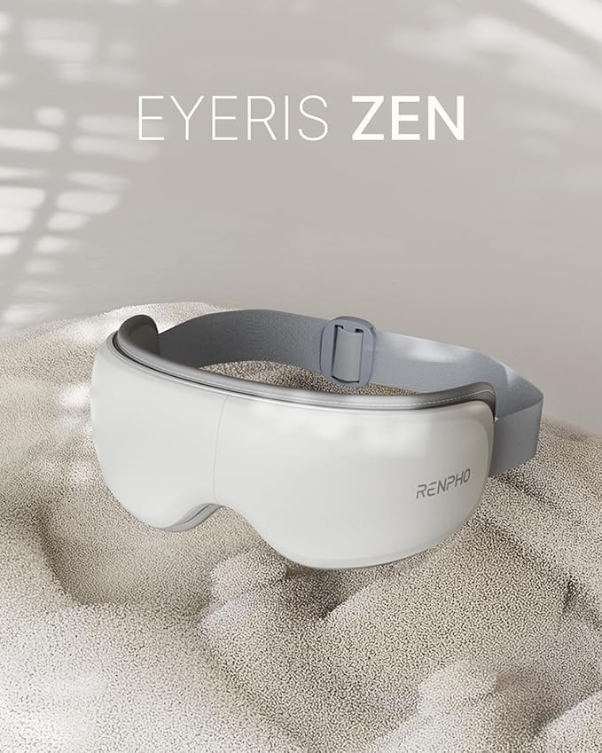 RENPHO Ultra-Quiet Eye Massager with Heat, Lightweight Eye Mask for Migraines, FSA Eligible HSA Face Massager for Dry Eyes Relax Reduce Strain Improve Sleep Eyeris Zen, Mothers Day Birthday Gifts