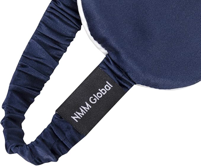 Mulberry Natural Silk Sleep Mask for Women & Men with Elastic Strap, Super Soft Sleeping Eye Mask, Size M, (Navy Blue)
