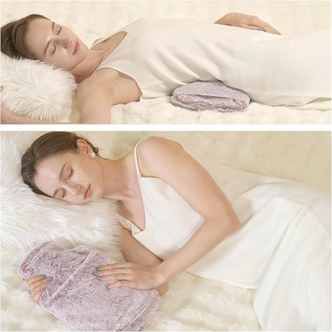 samply Hot Water Bottle with Cover - 2L Hot Water Bag with Hand Pocket, for Hand Feet Warmer, Pink