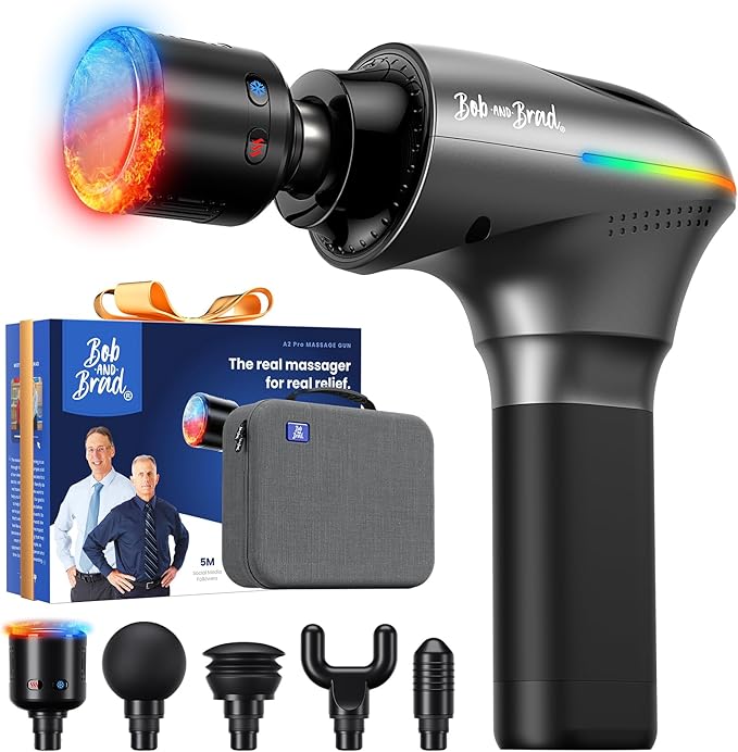 BOB AND BRAD A2 Pro Massage Gun with Heat and Cold Therapy, FSA-HSA Eligible Professional Percussion Massage Gun Deep Tissue for Back Pain Relief, Heated Muscle Massager with Force Sensor for Athletes