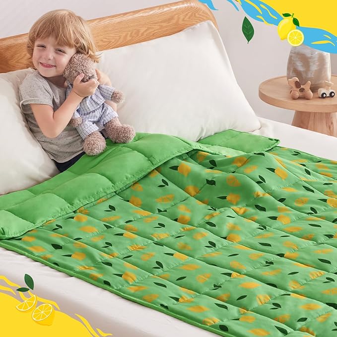 anfie Weighted Blanket Kids (48"x72" 6lbs), Weighted Blanket Cooling Blanket for Sleeping,Throw Size Breathable Blanket with Premium Glass Bead(Lime Green)