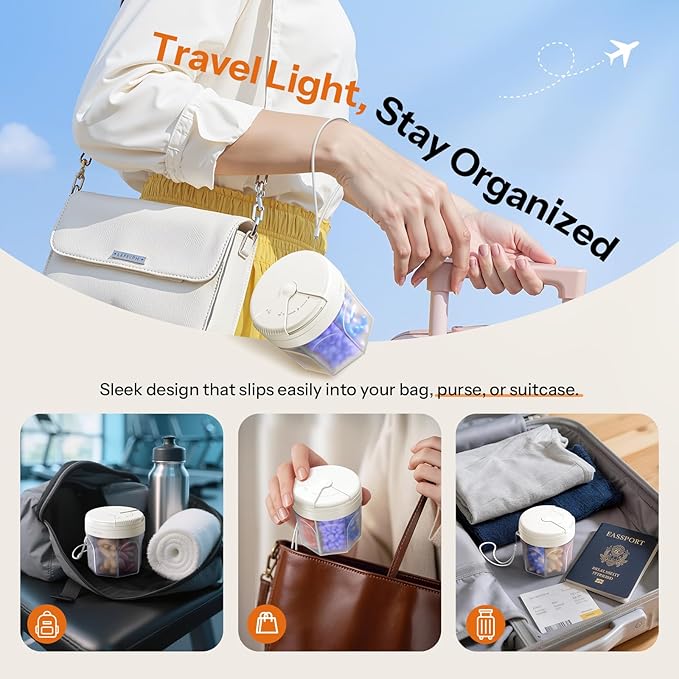 Betife Cute Pill Dispenser with 7 Extra Large Compartments, XL Portable Pill Bottle Organizer 7 Day with Wide Opening for Easy Use, Anti-Mix Pill Organizer for Travel, BPA-Free Large Pill Container