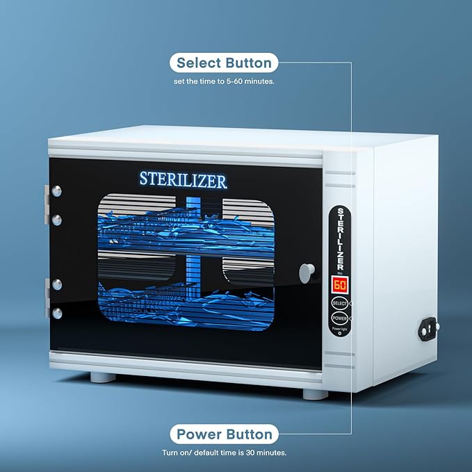 Yofuly Sterilizer for Esthetician, 12L Large Sterilizer for Nail Tools, Multi-Functional Nail Cleaning Box, Large Capacity Cleaning Cabinet for Home Use, Barbers, Beauty Salons, and Spas