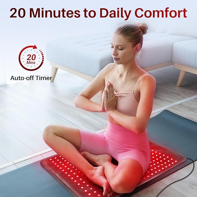 Comfytemp 24'' x 17'' Large Red Light Therapy Pad for Body, 320 LEDs Near Infrared Light Therapy Pad, 48W Light Wrap for Back Waist Joint Muscle, 660nm & 850nm