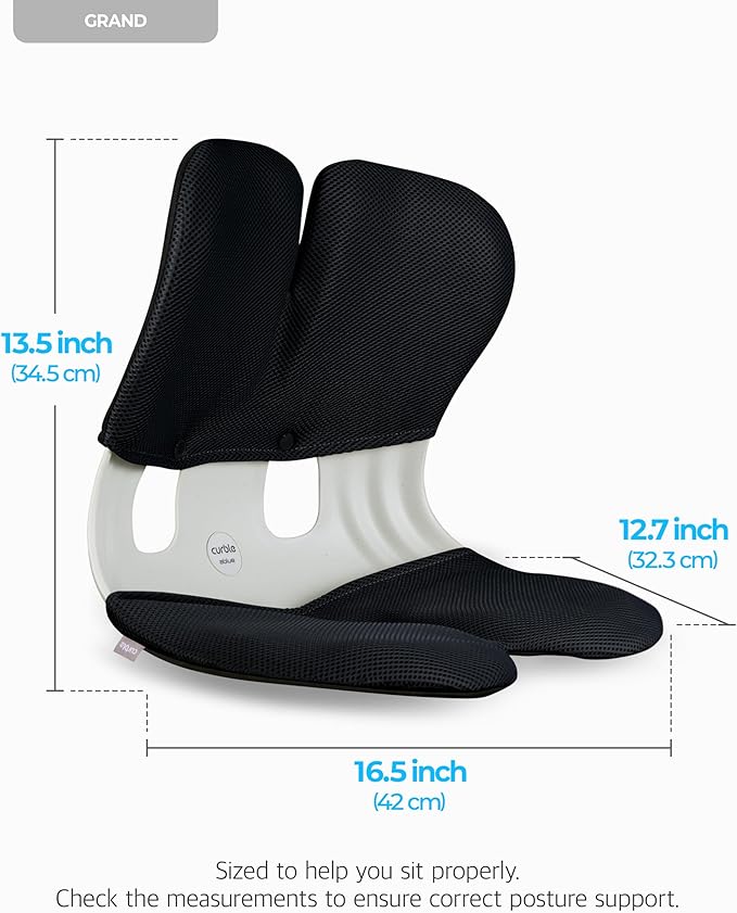 curble Grand(Extra Wide&Sturdy) Cover Set – Ergonomic Back Support Chair with Detachable Cover, Lumbar Support for Posture Correction & Lower Back Pain Relief, Perfect for Home & Office(Set Black)