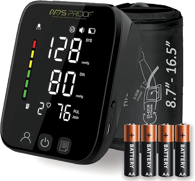 Blood Pressure Monitor for Home Use Dual-User Memory, Automatic Digital Upper Arm BP Machine with XL Cuff (8.7”-16.5”), Voice Broadcast, Irregular Heartbeat Detector (Black)