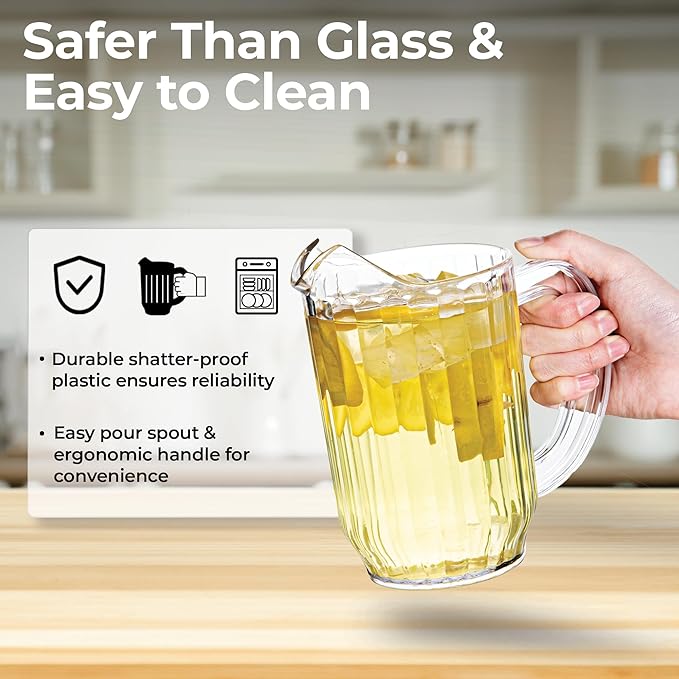 Restaurantware-RW Base 32 Ounce Mini Beer Pitcher, 1 Durable Restaurant Pitcher - Hard Plastic, Serve Soda, Lemonade, Juice, Or Sangria, Clear Plastic Water Glass, For Bars, Parties, Or Homes,