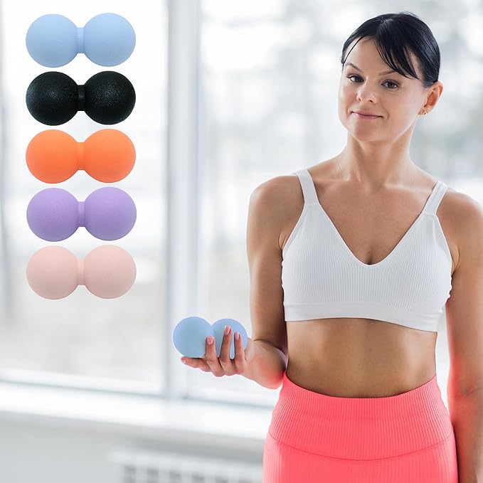 Hard Peanut Massage Ball, Double Lacrosse Massage Ball. Deep Tissue Massager Mobility Roller for Physical Therapy Myofascial Release Trigger Point Muscle Relax Pain Relief Acupressure (Orange)