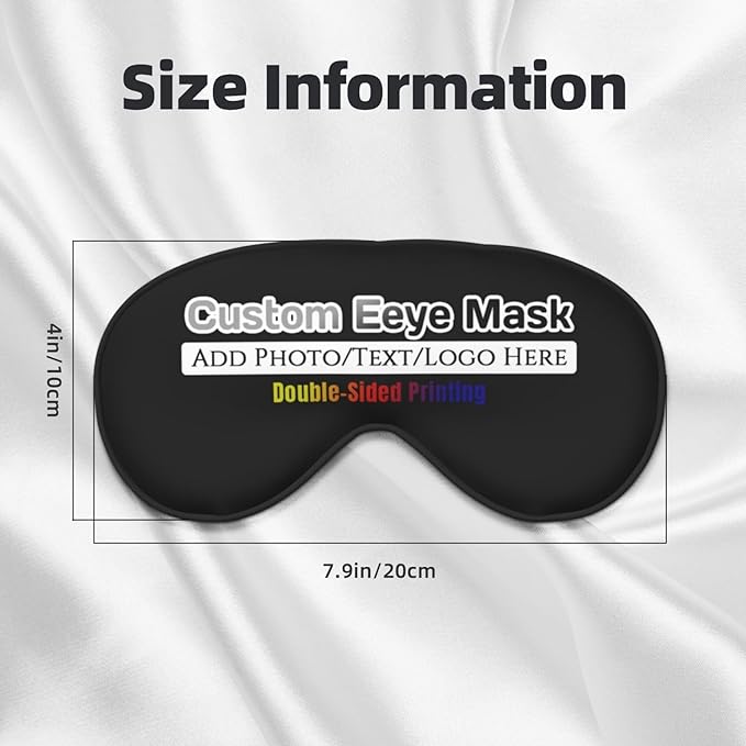 Personalized Eye Masks,Customized Sleep Blindfold Eye Mask,Custom Blackout Eye Cover with Adjustable Strap for Travel and Nap Black
