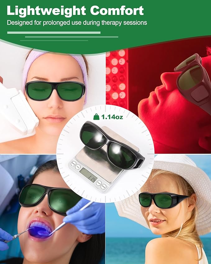 LIGHTMEUP Red Light Therapy Glasses,Eye Protection for Infrared & LED Light Sessions–Blocks 200-2000nm Harmful Wavelengths,Maintain Visibility,Lightweight Comfortable Red Light Goggles 2 Pairs