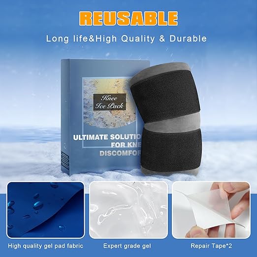 uncn Large Knee Ice Pack Wrap for Instant Knee Pain Relief for injuries reusable 18x10 cold gel bag freeze sleeve wearable with velcro straps long-lasting patch flexible for arms, leg, wrist, elbow