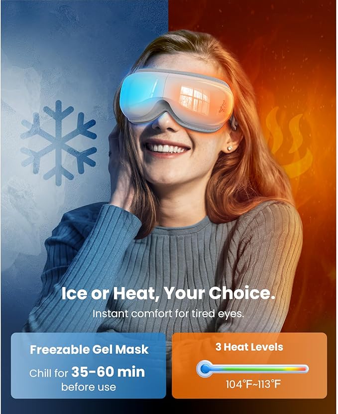 BOB AND BRAD Eye Massager with Heat and Cooling, EyeOasis 3 Eye Massager for Migraine FSA Eligible/HSA Eligible, Heated Headache Massager for Dry Eye Relief, Temple Massagers for Stress Relief