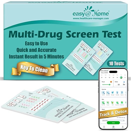 Easy@Home 6 Panel Drug Test Kit - 10 Pack Urine Drug Tests, Testing Marijuana (THC), AMP, BZO, COC, MET, OPI 2000, at Home All Drugs Screening Test Kit, #EDOAP-264