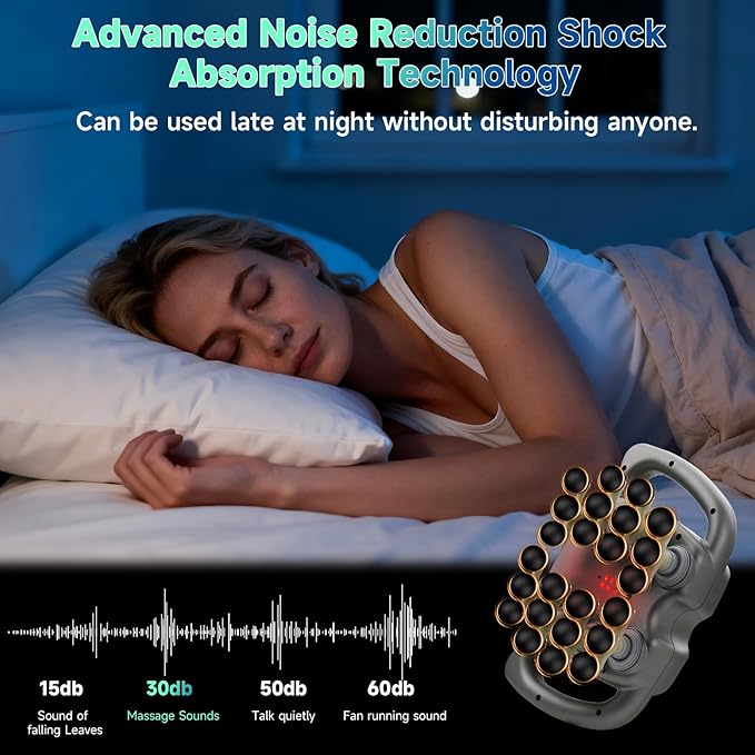 24-Head Massage Gun Set, With 99 Levels & 9 Modes, Massage Gun Deep Tissue, Legs, Waist, Neck and Back Massager for Muscle Pain Relieve, Quiet & Powerful Full Body Massager for Muscle Recovery (Gray)