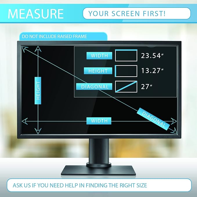 Premium Anti Blue Light and Anti Glare Screen Protector (2 Pack) Compatible with 27 inches Monitor with Aspect Ratio 16:9. Easy and Bubble Free Installation