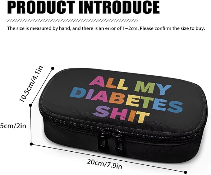 Rnyleeg All My Diabetes Shit Diabetic Supplies Diabetic Travel Bag Insulin Pen Cooler Travel Case Expandable Insulated Diabetic Bag for Insulin Pens