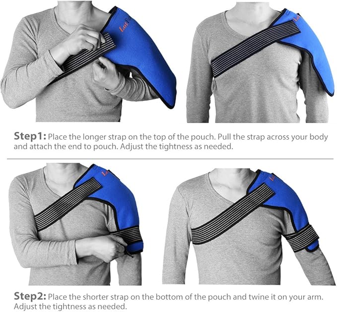 LotFancy Shoulder Ice Pack Rotator Cuff Cold Therapy, Reusable Gel Hot Cold Compression Wrap Brace for Sport Injuries, Inflammation, Tendonitis, Pain Relief, Recovery After Surgery