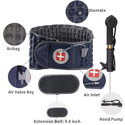 Decompression Back Belt - Lumbar Support Belt for Men & Women Lower Back Pain Relief, Back Traction Device Fits Waist Size 29-49 Inches (Blue)