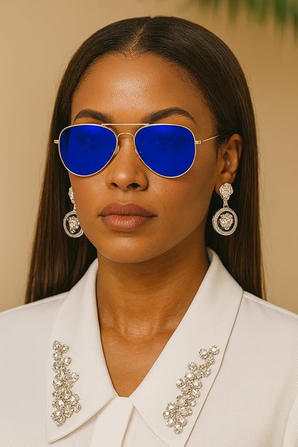 Aviator Style Color Therapy Glasses – Gold Metal Frame, UV400 Protection, Metal Hinges, Silicone Nose Pads – 10 Colors
