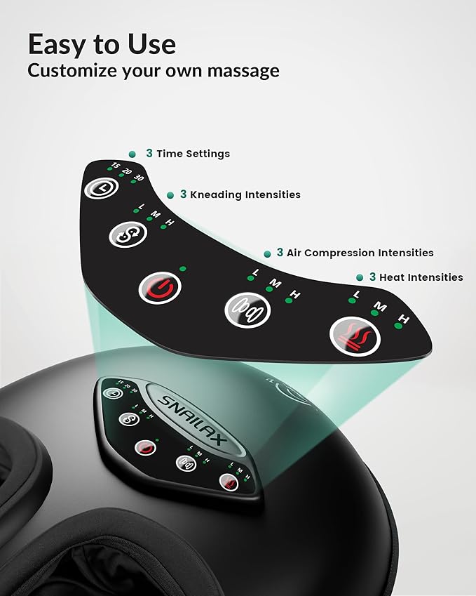 Snailax Foot Massager with Heat, FSA Eligible [2026] Upgraded Shiatsu Feet Massager Machine for Plantar Fasciitis Neuropathy, Rolling Compression HSA Foot Massage, Fits Size up to 14“, Gifts for Men