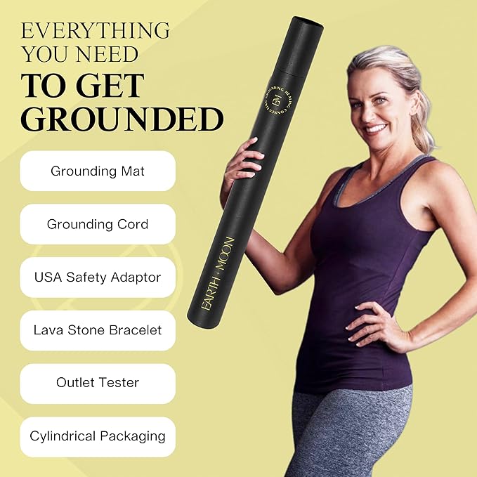 Grounding Mat for Feet (13x29in) – Earth Connected Wellness for Pain Relief, Muscle Tension & Relaxation – Travel Size Grounding Pad with Outlet Tester by Earth and Moon
