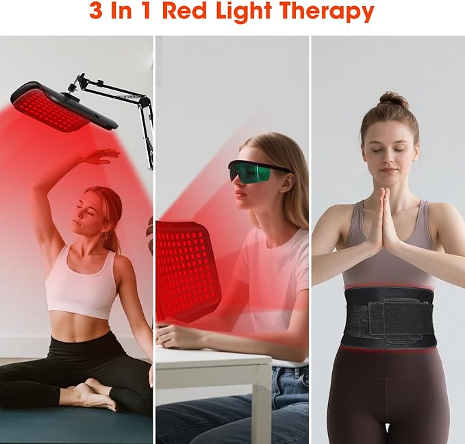 Red Light Therapy for Body，3 in 1 Multifunctional Removable Red Infrared Light Therapy Lamp, 660nm & 850nm Red Light Therapyfor Body and Face, Back, Leg, Waist with Adjustable Stand