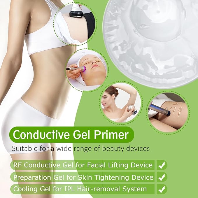 RF Conductive Gel with Hyaluronic Acid for Microcurrent Face Device, Radio Frequency Gel for Body Skin Tightening Machine, Hydrating Skin Cooling Cream for IPL Hair Removal, 260ml Jar