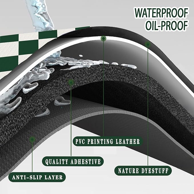 Bulijojo Green Buffalo Plaid Anti Fatigue Kitchen Floor Mats Set of 2 Waterproof Kitchen Sink Runner Rug Standing Mat Cushioned Kitchen Rugs Comfort Doormat 17"x47"+17"x30"