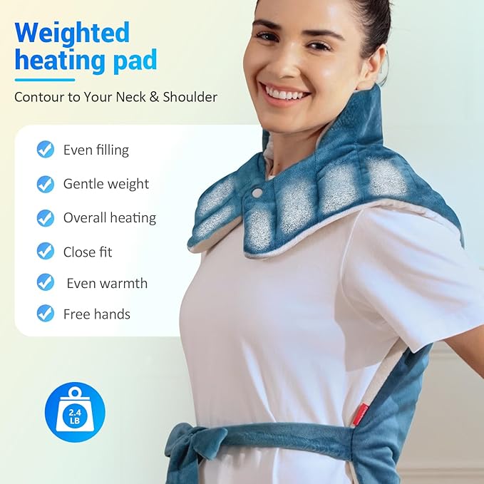 Comfytemp Heating Pad for Back Neck Shoulders, Weighted Electric Heating Pad for Full Back Relaxtion, Extra Large Heat Wrap, Wearable Heated Pad for Women Men Mom Dad Elderly with Auto-Off, 22"x33"