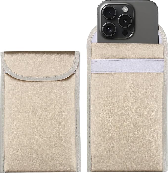 2PCs Security EMF/EMP/RF Shield Faraday Cell Phone Sleeve, Signal Block Pouch 5G Protection RFID GPS RFID Privacy Smartphone Anti-Tracking & Data Privacy, Electronic Device Security Wallet Bag Silver