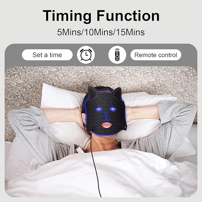 Red Light Therapy for Face,3 Modes Portable Led Face Mask with 2600mAh Rechargeable Remote,630nm + 850nm Light Therapy Mask with Timing Function 189 LED Beads