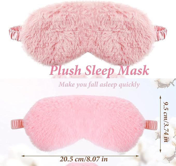 AKOAK 1 Pack Plush Sleep Eye Mask, Soft and Comfortable, Breathable Light Blocking Sleep Protector, Suitable for Adults, Children, Birthday Party Gifts (Pink)