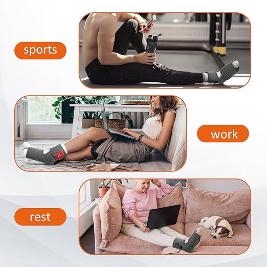 Comfytemp Foot Heating Pad for Plantar Fasciitis, Foot Pain Relief Products for Achilles Tendonitis Sprained Ankle Heel Spur, Heated Ankle Wrap Warmer with 3 Heat and Time Sets