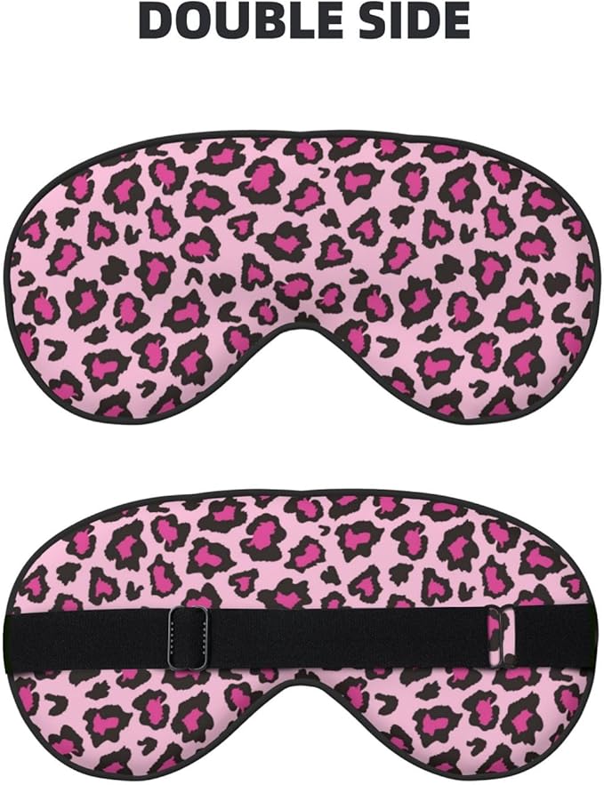Light Pink Leopard Sleep Mask Eye Mask with Adjustable Strap Eye Sleep Shade Cover Blocks Light for Women Men Airplane Travel Nap