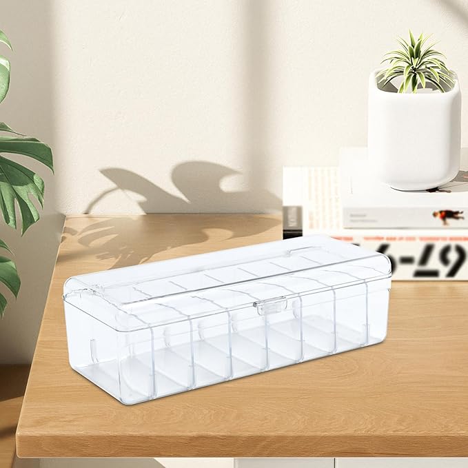 Bandaid Organizer Holder,Medicine Storage Box with Flip Cover,Multiple Compartments Band Aid Organizer,Bandaid Box for Elastic Bandage Wrap, Cotton Swabs(Clear)