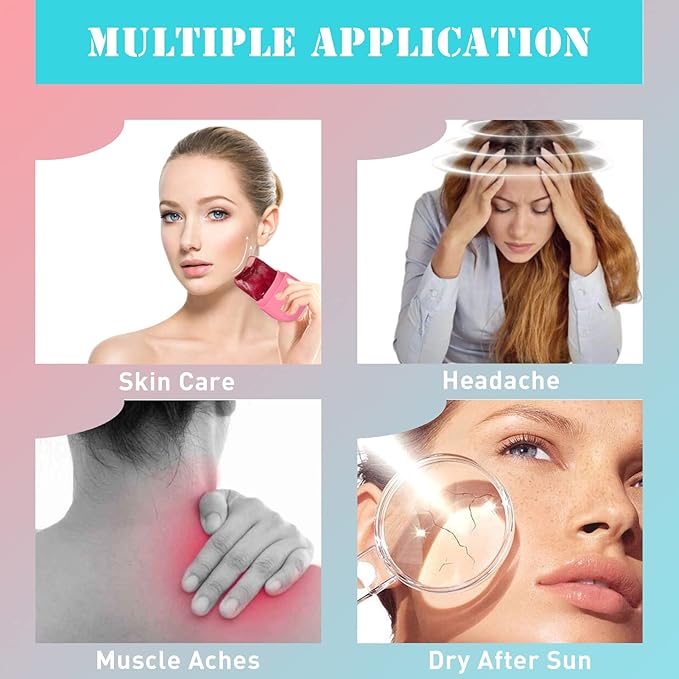 Ice Roller for Face and Eye, Gua Sha Facial Massage, Beauty Set with Silicone Ice Mold (Blue)