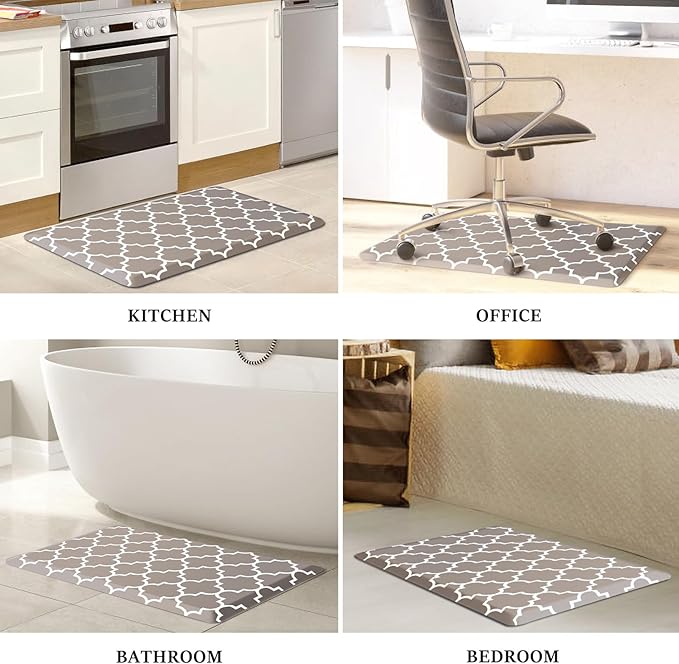WISELIFE Anti Fatigue Floor Mat - 4/5 Inch Thick Kitchen Mat Non Slip Waterproof Heavy Duty Ergonomic Comfort Mat Durable for Home, Office, Sink, Laundry,(20" x 32", Khaki)