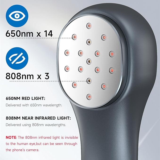 Red Light Therapy for Body, Infrared Light for Joint, Muscle Pain ReIief with LED Display Timer Control Red Light 14 * 650nm + 3 * 808nm