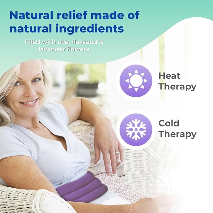 Microwavable Heating Pads for Lower Back and Menstrual Cramps - Moist Microwave Heating Pads for Muscles and Joints - Natural Microwave Hot Packs Heat Pads for Lower Back Pain - 2 Packs Purple