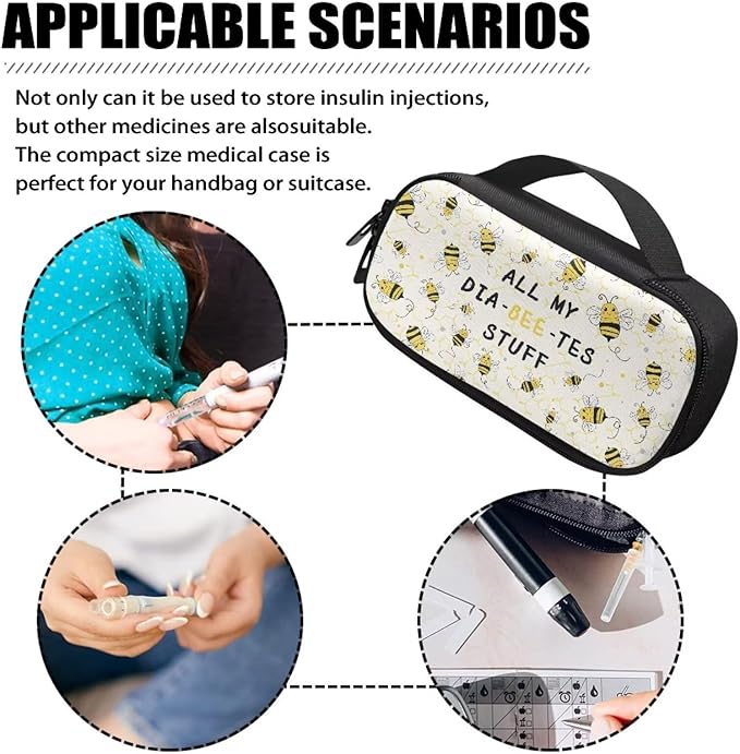 Rnyleeg Diabetic Bags for Supplies for Women Men Insulin Travel Case with Handle Small Size Insulin Bag for Diabetics Glucose Meter Case