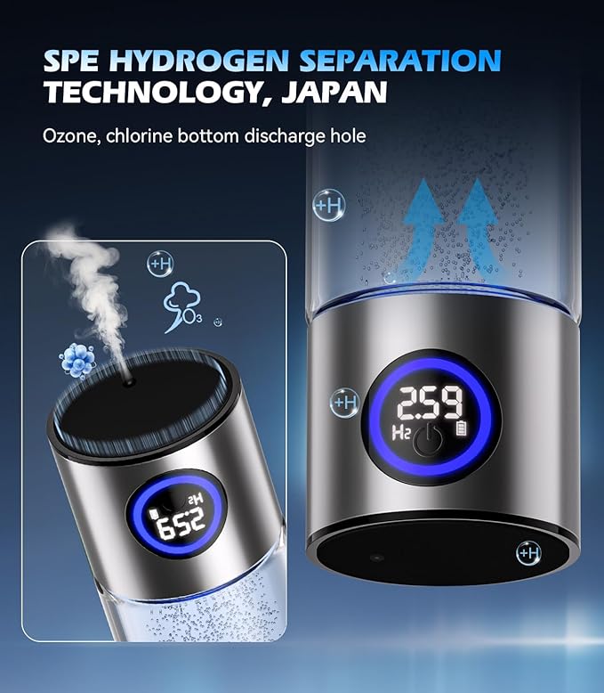 2026 Upgrade Hydrogen Water Bottle Generator,Portable Hydrogen Water Ionizer Machine【6000PPB High Concentration】【Precision 0 Leakage】 Rechargeable Rapid Hydrogen Boost,for Home Office Travel Fitness