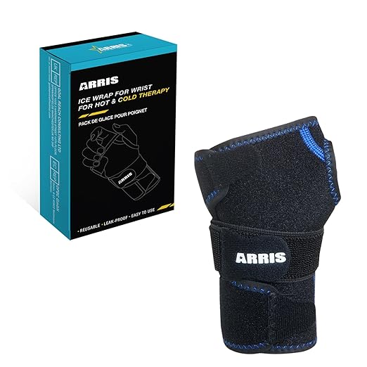 Wrist Ice Pack Wrap for Carpal Tunnel Relief - Hand Support Brace with 2 Reusable Gel Packs Hot Cold Compress for Rheumatoid Arthritis, Tendonitis, Sports Injuries, Swelling, Bruises & Sprains