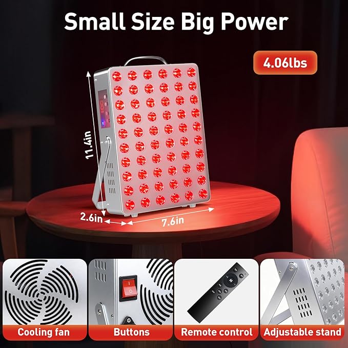 Cholas Red Light Therapy Panel for Face and Body, 150W with 60 Dual Chip LEDs, 660nm Red Light and 850nm Near Infrared, 3 Modes Adjustable Brightness and Timer, for Skincare and Relaxation (Silver)