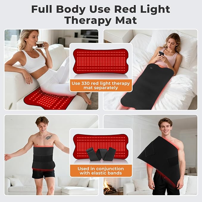 Red Light Therapy for Body, 31.5''× 14.2'' Eligible Red Light Therapy Pad, Dual Chip Grade 330 LEDs 660nm & 850nm Light Therapy Mat with Timer Remote Control